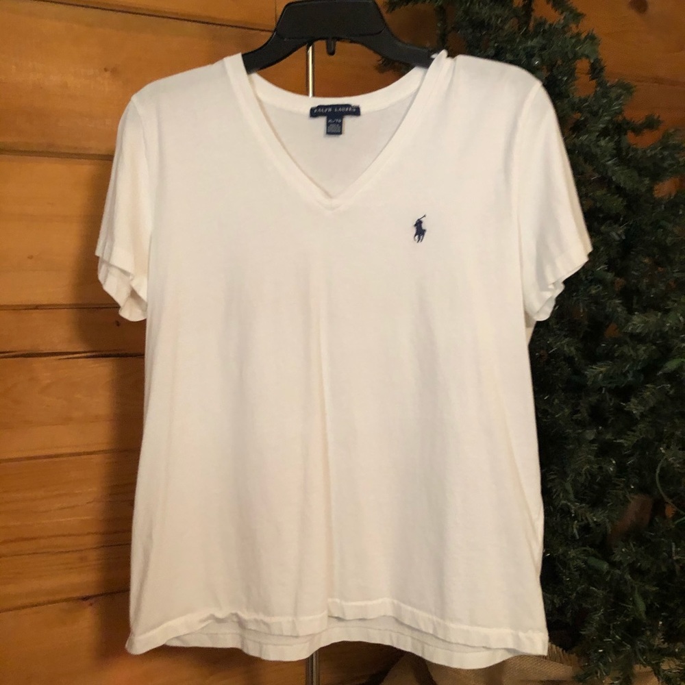 Ralph Lauren vneck polo white size XL